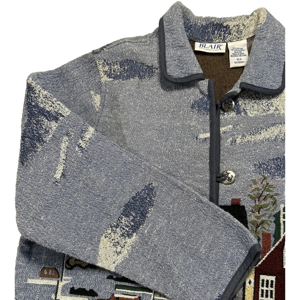 Blair Art-to-Wear Tapestry East Coast Seaside Beach Coat Jacket Nautical XL EC - Picture 4 of 15
